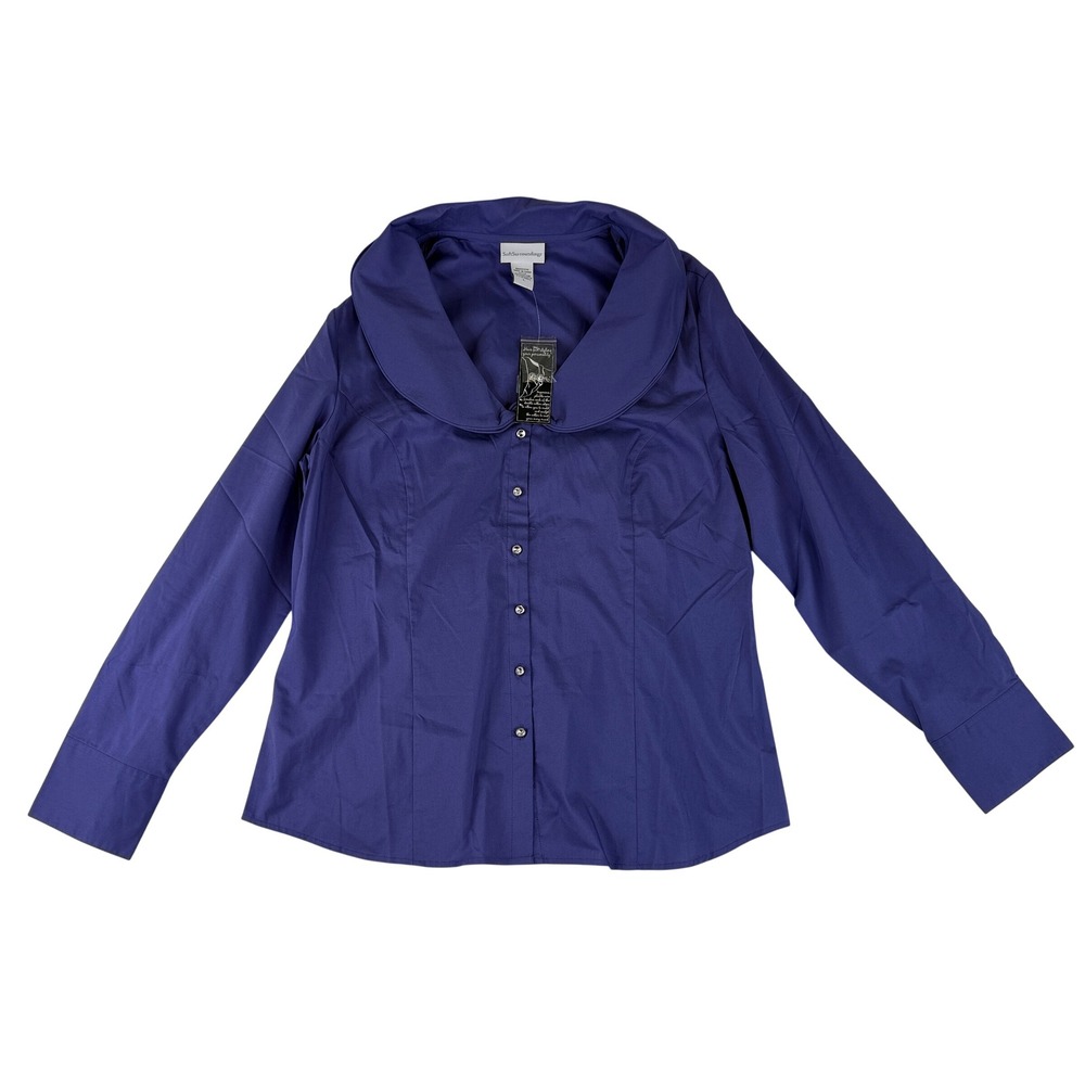 Soft Surroundings Button Down Shirt Womens Large Purple Wired Portrait Collar